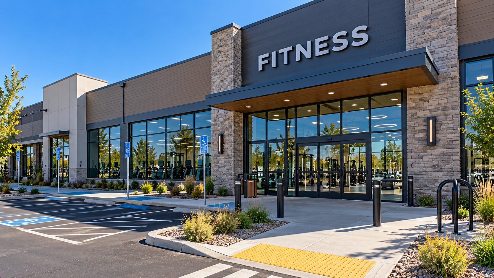 Fitness center exterior and main entrance